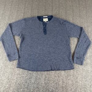 Lucky Brand Men's Medium Blue Waffle Knit Long Sleeve Henley Shirt